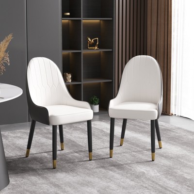WJSHome Kitchen Chairs Mid-Century Modern Dining Chairs Set of 2, Upholstered Kitchen Chairs with Metal Legs for Dining Room