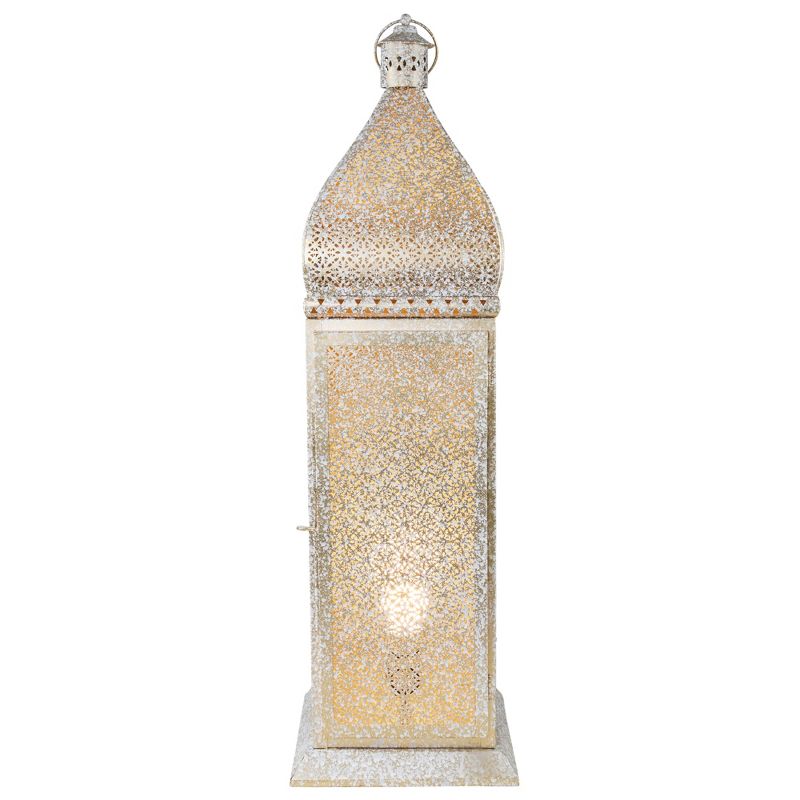 Northlight 30.5" White and Gold Moroccan Style Lantern Floor Lamp, 1 of 5