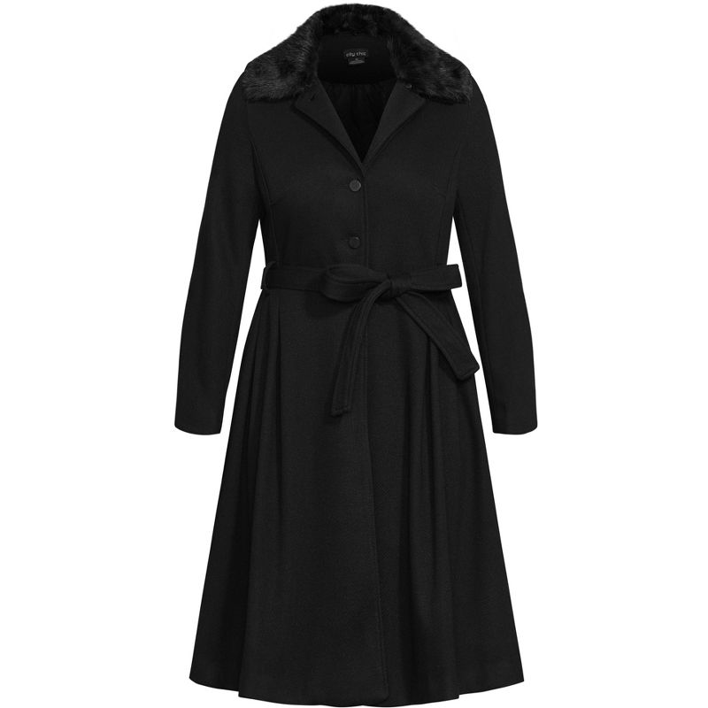 Women's Plus Size Blushing Belle Coat - black | CITY CHIC, 3 of 4