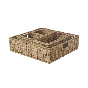 WeThinkStorage Set of 5pc Storage Bins Natural Seagrass Stainless Steel - 1 of 4