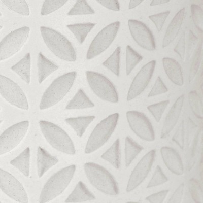 Felix White Embossed Diamond Motif Resin Wastebasket