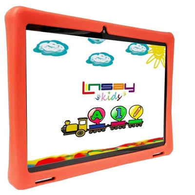 LINSAY 10.1"Octa Core 128GB Storage Android 14 Tablet with Blue Kids Defender Case and Back Pack