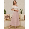 Women's 2025 Boho Chiffon Maxi Skirt - Flowy Pleated A-Line Long Skirt with Elastic Waist Dark Rose Pink - 2 of 4
