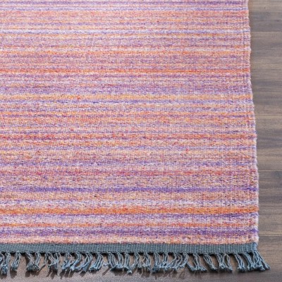 Handmade Purple and Rust Wool Viscose 8' x 10' Area Rug
