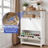 Modern White Shoe Cabinet with Flip Drawer & Open Shelf Entryway Shoe Organizer - 3 of 4