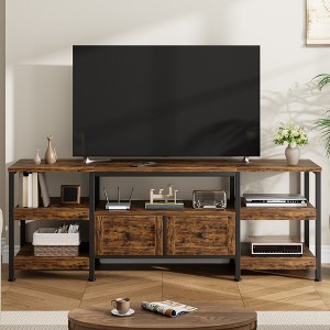 Modern-Industrial TV Stand with Metal Frame & 2 Fabric Drawers - 1 of 4