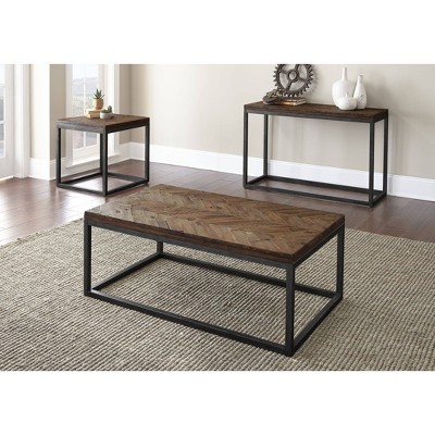 Lorenza Square Acacia Wood and Steel End Table