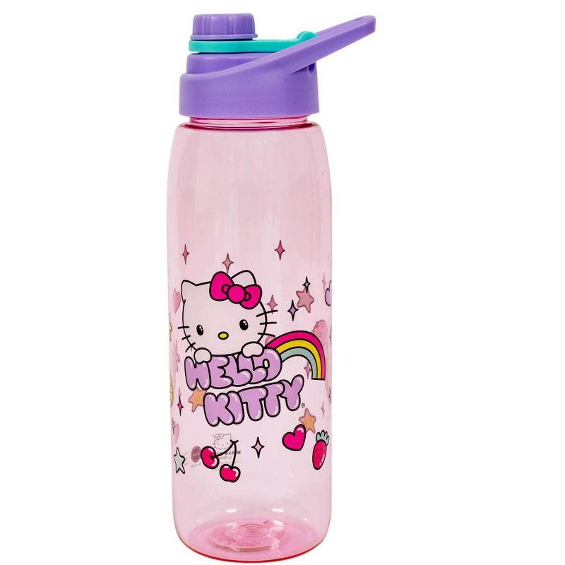 Silver Buffalo Sanrio Hello Kitty Rainbow Treats and Stars Water Bottle with Lid | 28 Ounces, 1 of 7