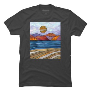 Men's Design By Humans Beach Landscape Stain Glass By Maryedenoa T-Shirt - 1 of 2