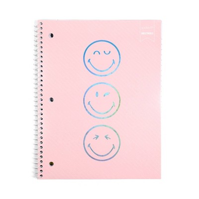 Yoobi SmileyWorld 1 Subject Notebooks 8"x10.5" Wide Ruled Blush Smiley