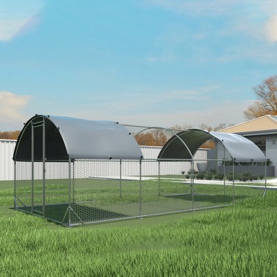 Gulches Large metal chicken coop upgrade three support steel wire impregnated plastic net cage, Oxford cloth silver plated waterproof UV protection