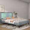 Full Size Heavy Duty Bed Frame with Steel Slats, Adjustable Height Headboard, No Box Spring Needed Easy Assembly,beige - 3 of 4