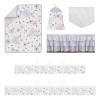 Sweet Jojo Designs Crib Bedding + BreathableBaby Breathable Mesh Liner Girl Watercolor Floral Purple Pink and Grey - 6pcs - image 2 of 4