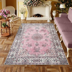Lahome Loop Border Gradient Style Short Pile Velvet Rectangular Indoor Area Rug - 1 of 4
