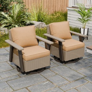 EAGLE PEAK Classic 2-Piece Patio Chair Set, 360° Swivel Rocking Chairs with Thick Cushions, All-Weather Wicker Outdoor Lounge Gliders - 1 of 4
