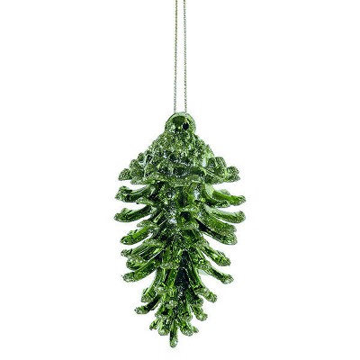 Northlight 3ct Glittered Natural Pine Cone Christmas Ornament Set 3.5" - Green