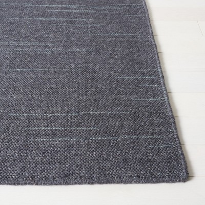 Handmade Dark Grey Wool 8' x 10' Flat Woven Area Rug