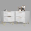CIPACHO 2-Piece Modern White Wood Night Stand Set with 2 Drawers Gold Legs for Bedroom Living Room - 4 of 4