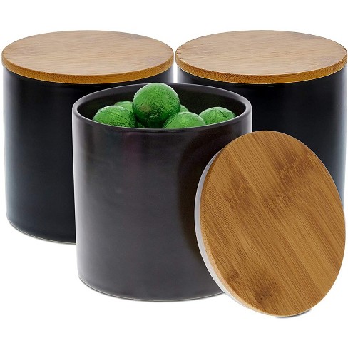 Le'raze Set Of 5 Square Glass Kitchen Canisters With Airtight Bamboo Lid :  Target