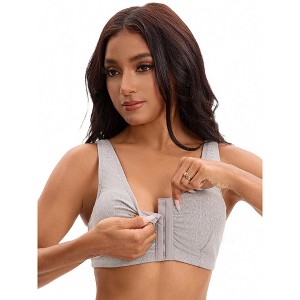 INSPIRE CHIC Women's Front Closure Adjustable Strap Wirefree Full Coverage Soft Workout Bras - 1 of 4