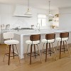 Bekrvio 26"/29" Mid-Century Modern Swivel Bar Stools Set of 1/2/3/4- Faux Leather Upholstered with Back and Bent Wood Legs,Ideal for Kitchen Island - 2 of 4