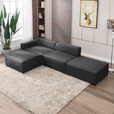 Mjkone Modern Oversized 113" W L Shape Sectional Sofa with Deep Seat