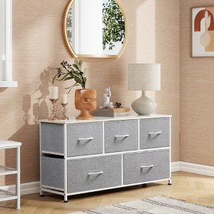 Fabric Dresser for Bedroom, Wide 5-Drawer Chest of Drawers with Storage Organizer Unit - 1 of 4
