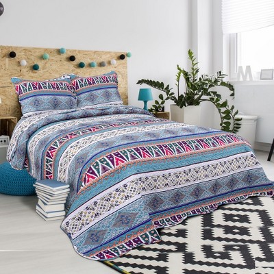 3 Pieces Bohemian Lightweight Soft with 2 Pillow Shams Coverlet Bedspread Set - PiccoCasa