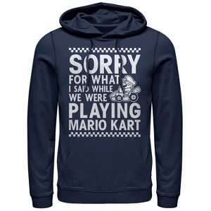 Men's Nintendo Sorry For What I Said Playing Mario Kart Pull Over Hoodie - 1 of 3