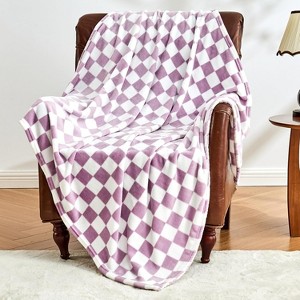 Lomsoe Checkered Blanket Flannel Throw Blankets Soft Cozy Checkered Grid Print Chessboard Pattern Throws for Bed Sofa Couch. - 1 of 4