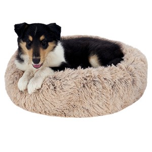 FurHaven Calming Cuddler Long Fur Donut Dog Bed - 1 of 4