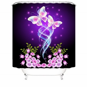 Shiny Pink Butterfly Shower Curtains for Bathroom Waterproof Fabric Bath Curtain Durable Soft Stylish Bathroom Decor 72x72 Inch - 1 of 1