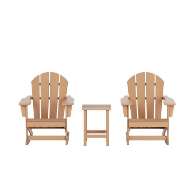 WestinTrends 3 Piece set Outdoor Patio Poly Adirondack rocking chairs with side table