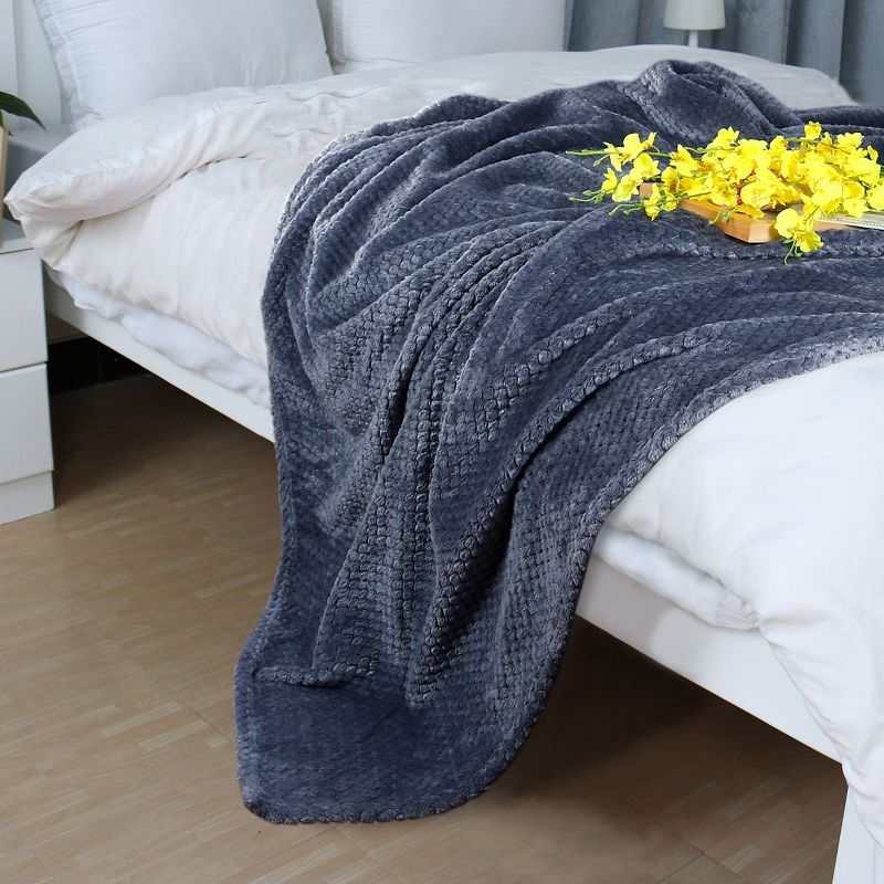 PiccoCasa Flannel Fleece Bed Blankets Fuzzy Plush Lightweight Bed Blankets, 1 of 8