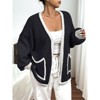 Women's Plus Size Cardigan Sweater Long Sleeve Knit Open Front Cover Up Casual Tops with Side Pockets - 4 of 4