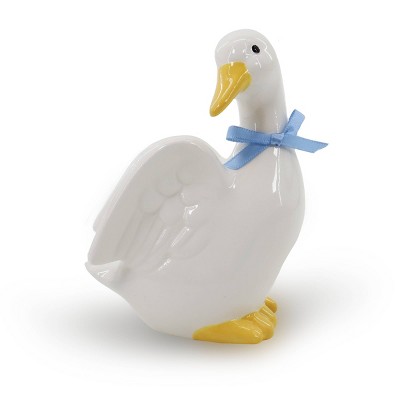 Easter Ceramic Duck Blue Bow - Bullseye's Playground™