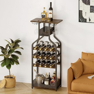 Whizmax Metal Wine Rack Wine Bottle Holders Stands Freestanding Floor,Wine Storage Organizer Display Rack for Bar Kitchen Dining Living Room - 1 of 4