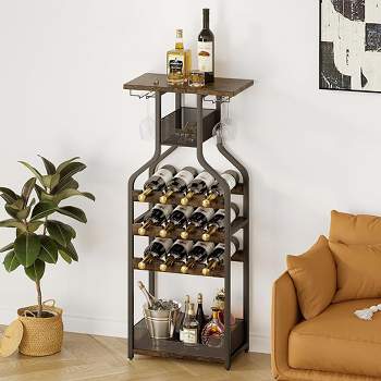 Whizmax Metal Wine Rack Wine Bottle Holders Stands Freestanding Floor,Wine Storage Organizer Display Rack for Bar Kitchen Dining Living Room