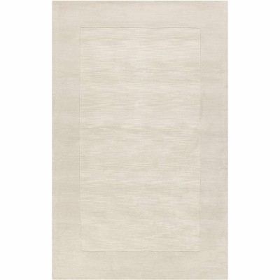 Hauteloom Bordered Solid Beige Cream Wool Rug