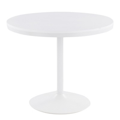 Vynxaria  Industrial Dining Table in White Steel and White Wood