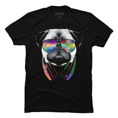 Men's Design By Humans Rainbow Beat DJ Pug By clingcling T-Shirt
