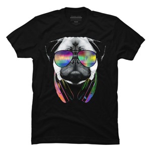 Men's Design By Humans Rainbow Beat DJ Pug By clingcling T-Shirt - 1 of 4