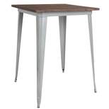 Flash Furniture 31.5" Square Metal Indoor Bar Height Table with Rustic Wood Top