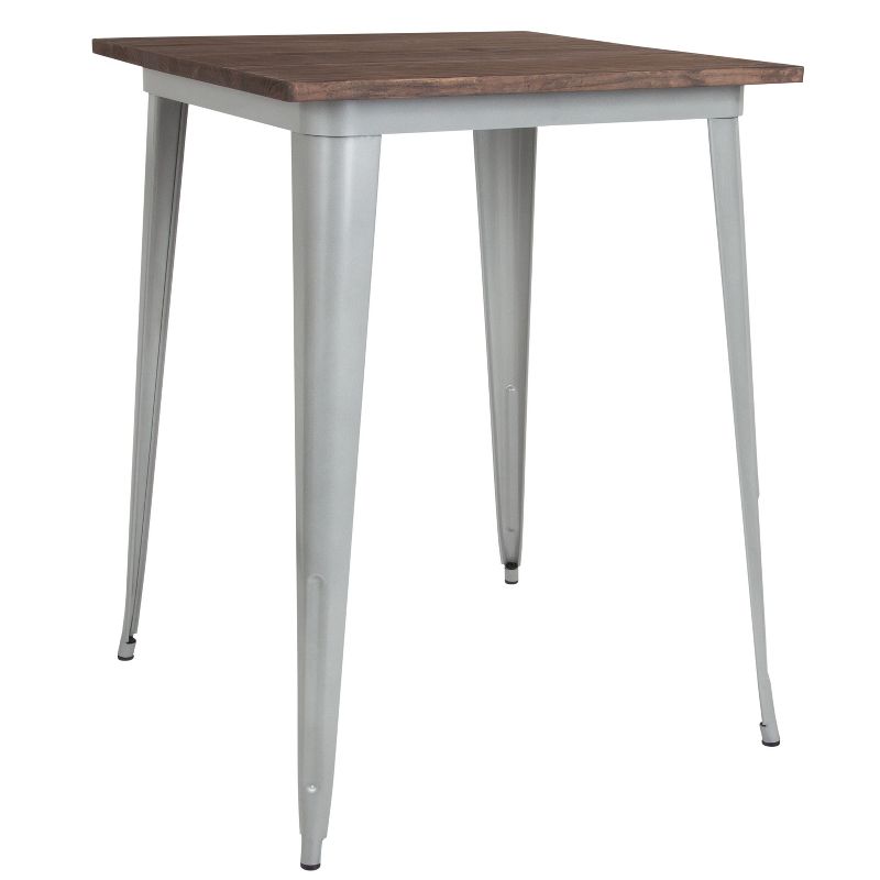Flash Furniture 31.5" Square Metal Indoor Bar Height Table with Rustic Wood Top, 1 of 5