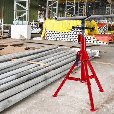 Pipe Jack Stand, V-Head Pipe Jack Stand with Adjustable Height 28"-52", Heavy-Duty Folding Pipe Stand, 2500 Lbs Load Capacity, Red