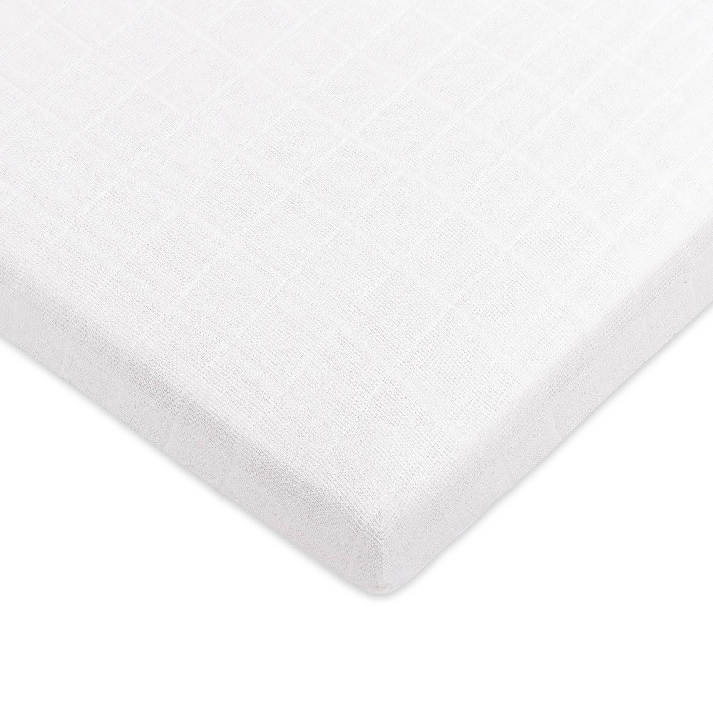 Photos - Bed Linen Babyletto Plain White Muslin All-Stages Midi Crib Sheet