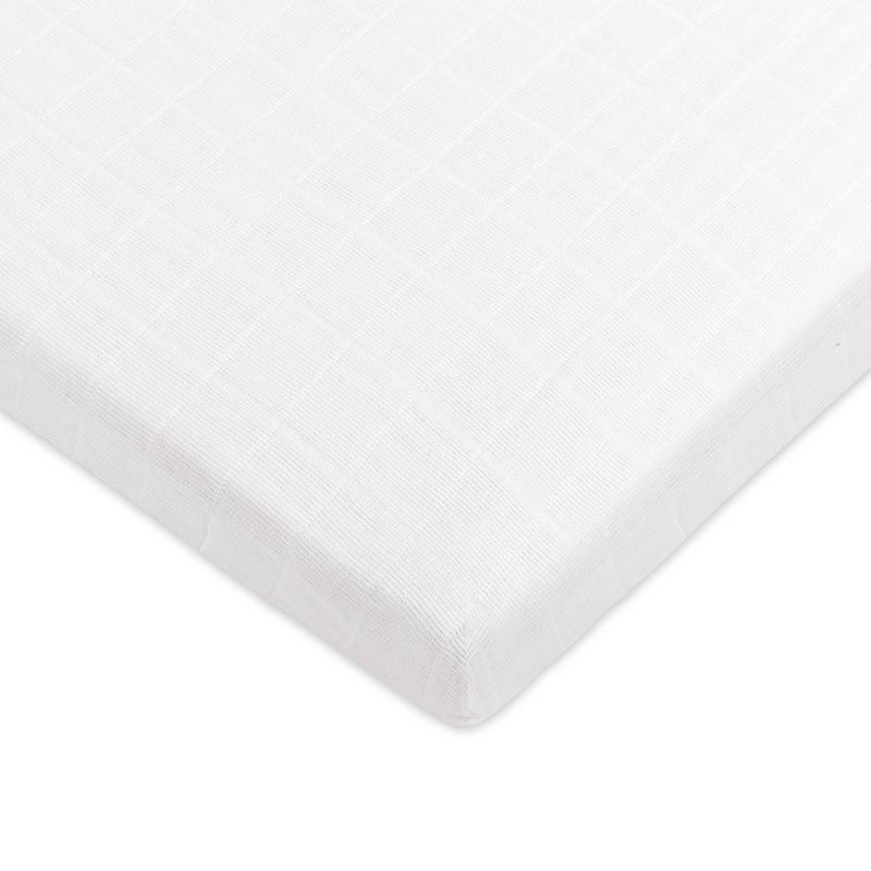 Babyletto Plain White Muslin All-Stages Midi Crib Sheet, 1 of 10