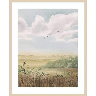 Clear Day Meadow II 33"x41" Brown Wood Framed Wall Art