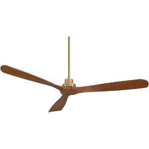 Casa Vieja 66" Delta XL Modern Indoor Ceiling Fan 3 Blade Remote Control Soft Brass Finish Brown Walnut Finish Blades Bedroom Living Room DC Motor - 1 of 4