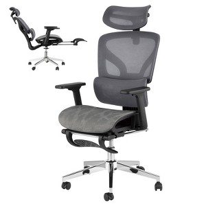 Ergonomic Office Chair with Breathable Mesh Back, High Back Support, 3D Adjustable Armrests, Smooth Rolling Wheels, and Foot Pad - 1 of 4